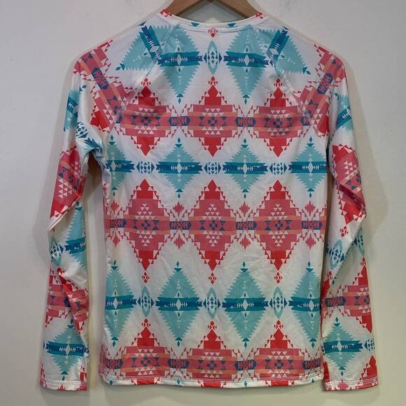 Faherty Aztec print Swim Shirt Cover Long Sleeve Top Made in USA Size Small - Picture 5 of 5